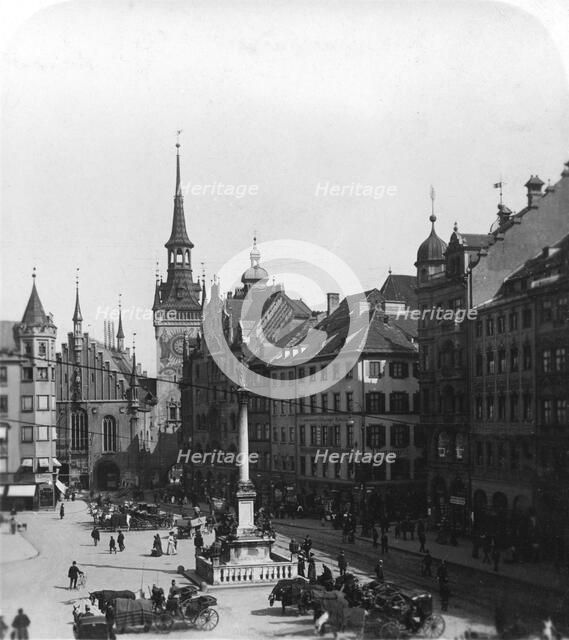 Marienplatz, Munich, Germany, c1900. Artist: Wurthle & Sons