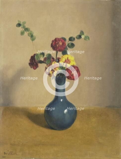 Marigolds in a blue vase, 1885-1922.  Creator: Willem Witsen.