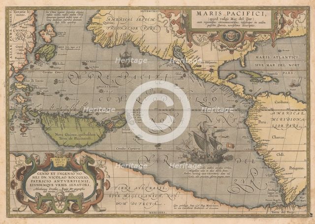 Maris Pacifici (From Theatrum orbis terrarum), 1595. Artist: Ortelius, Abraham (1527-1598)