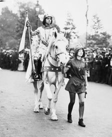 Marjorie Annan Bryce dressed as Joan of Arc at the Women's Coronation Procession, London, 1911