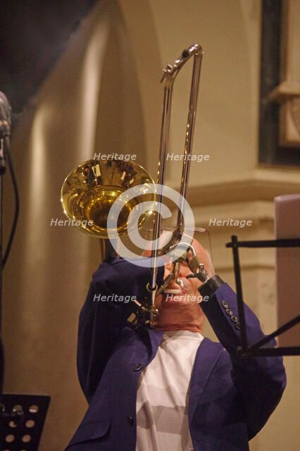 Mark Bassey, Josephine Davies Mark Bassey Sextet, St Andrews Church, Hove, East Sussex, 14 Oct 2022. Creator: Brian O'Connor.