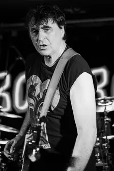 Mark Burgess, The Chameleons live at the Boileroom, Guildford, Surrey, July 2023. Creator: Annapaola Marchesani