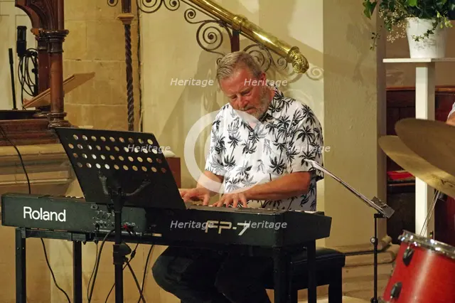 Mark Edwards, Tim Whitehead Quintet, Chris Coull Promotion, St Andrew’s Church, August 2025. Creator: Brian O'Connor.