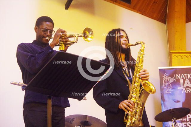 Mark Kavuma and David Kayode, Gary Crosby Sextet, National Jazz Archive, Loughton, Essex, Oct 2023. Creator: Brian O'Connor.