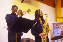 Mark Kavuma and David Kayode, Gary Crosby Sextet, National Jazz Archive, Loughton, Essex, Oct 2023. Creator: Brian O'Connor