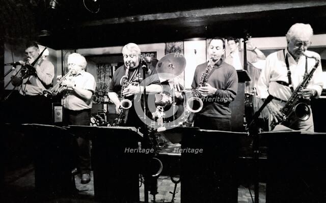 Mark Nightingale, Henry Lowther, Alex Garnett and Alan Stuart, Watermill, Dorking, Surrey, 2000. Artist: Brian O'Connor