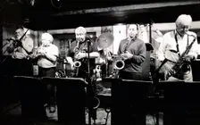 Mark Nightingale, Henry Lowther, Alex Garnett and Alan Stuart, Watermill, Dorking, Surrey, 2000. Artist: Brian O'Connor
