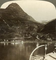 Marok and the giant heights behind it, S.S.E. from Geirangerfjord, Norway c1905. Creator: Unknown
