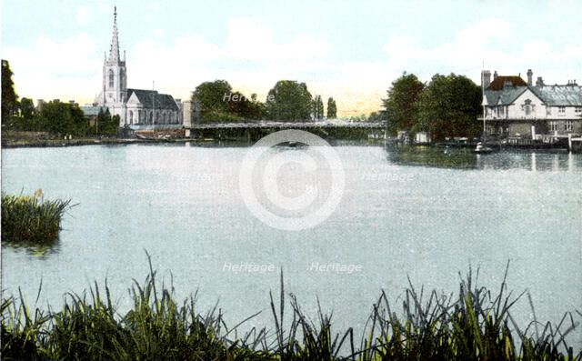 Marlow Bridge and Church, Buckinghamshire, 20th Century. Artist: Unknown