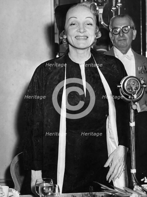 Marlene Dietrich (1901-1992), German born actress, 1955. Artist: Unknown