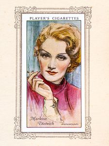 Marlene Dietrich Collectables Picture of movie stars that came with the Players cigarette packet, 19 Creator: Unknown