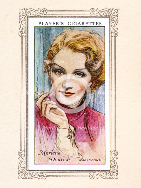 Marlene Dietrich Collectables Picture of movie stars that came with the Players cigarette packet, 19 Creator: Unknown.