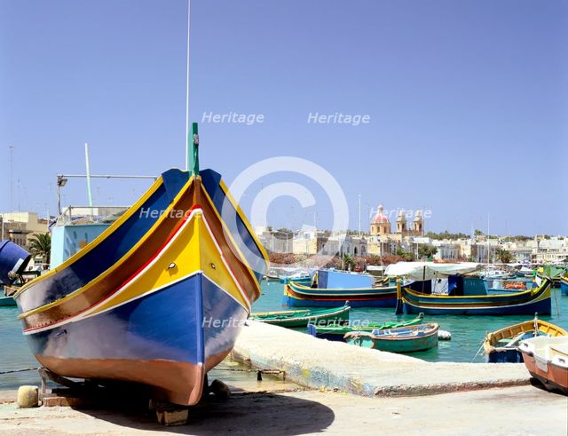 Marsaxlokk harbour, Malta. Creator: Peter Thompson.