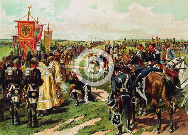 Marschall Mikhail Kutuzov before the Battle of Borodino, 1912. Artist: Samokish, Nikolai Semyonovich (1860-1944)