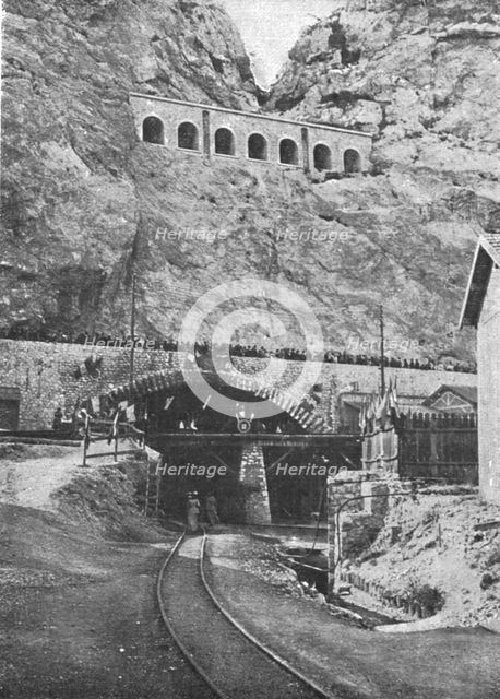 'Marseille en Fete; L'entrée Sud du tunnel de Rove : au-dessus, un viaduc de la ligne..., c1916. Creator: Unknown.