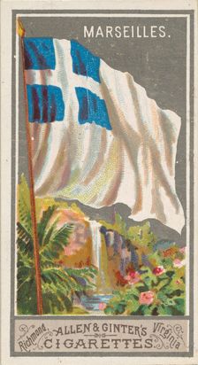 Marseilles, from the City Flags series (N6) for Allen & Ginter Cigarettes Brands, 1887. Creator: Allen & Ginter