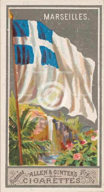Marseilles, from the City Flags series (N6) for Allen & Ginter Cigarettes Brands, 1887. Creator: Allen & Ginter.