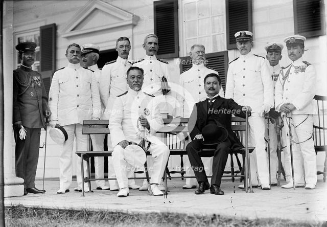 Marshal-Admiral the Marquis Togo Heihachiro with US naval officers in Washington, D.C., 1911.  Creator: Harris & Ewing.