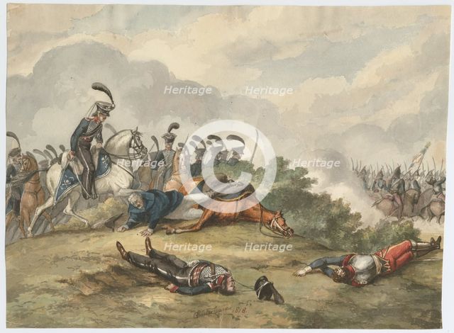 Marshal Blücher at the Battle of Ligny on 16 June 1815, 1818. Artist: Warren, Charles Turner (1762-1823)