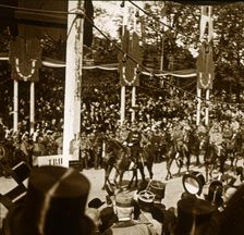 Marshal Ferdinand Foch and General Joseph Joffre during victory parade, Paris, France, 1918