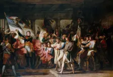 Marshal Ney and the soldiers of the 76th regiment of the line retrieve their colors from the arsenal Artist: Meynier, Charles (1768-1832)