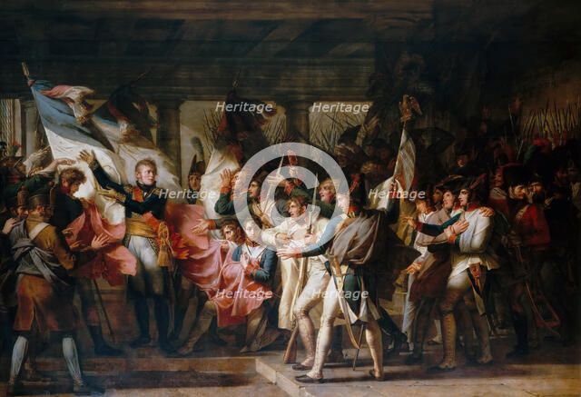 Marshal Ney and the soldiers of the 76th regiment of the line retrieve their colors from the arsenal Artist: Meynier, Charles (1768-1832)