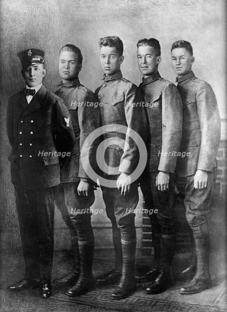 Marshall Brothers - 5 Brothers, Four in Army, One in Navy, 1918. Creator: Harris & Ewing.