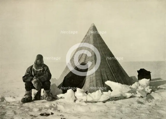 'Marshall Outside a Tent, at the Camp', c1908, (1909).  Artist: Unknown.