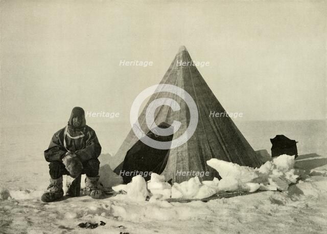'Marshall Outside a Tent, at the Camp', c1908, (1909).  Artist: Unknown.
