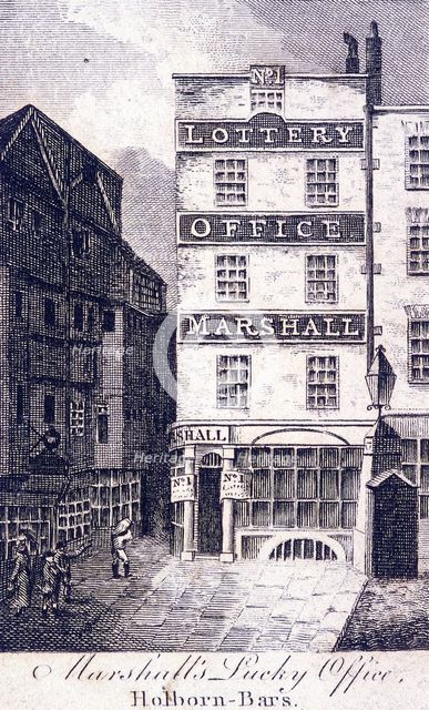 Marshall's Lottery Office, Holborn, London, c1800. Artist: Anon