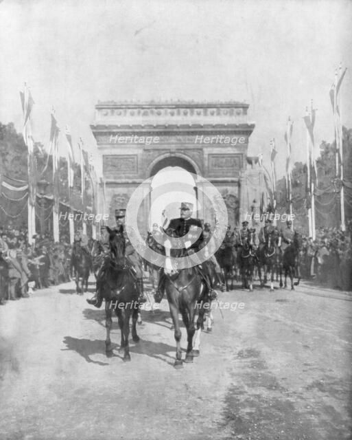 Marshals Foch and Joffre during the grand victory parade, Paris, France, 14 July 1919. Artist: Unknown