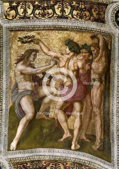 Marsyas and Apollo. (Ceiling Fresco in Stanza della Segnatura), ca 1510-1511. Creator: Raphael (Raffaello Sanzio da Urbino) (1483-1520).
