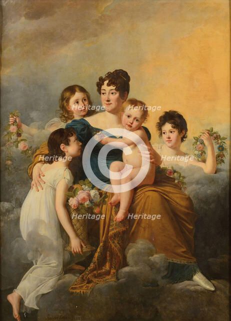 Marquise de Radepont surrounded by her children, 1813.