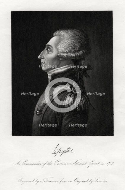 Marquis de Lafayette, French military leader and statesman, 1845. Artist: S Freeman