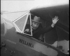Marquis de Pinedo Sitting in His Plane Bellanca , 1933. Creator: British Pathe Ltd