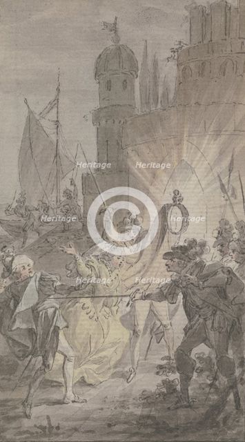 Marquis Ferdinand Mazzini stabs Count Hippolitus de Vereza, his daughter Julie's lover.., c1790-1792 Creator: Christian Sambach.