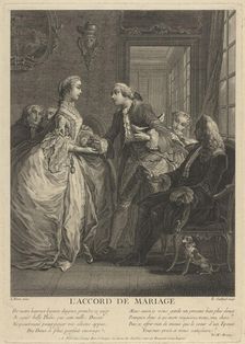 Marriage contract, 18th century. Artist: Eisen, Charles (1720-1778)