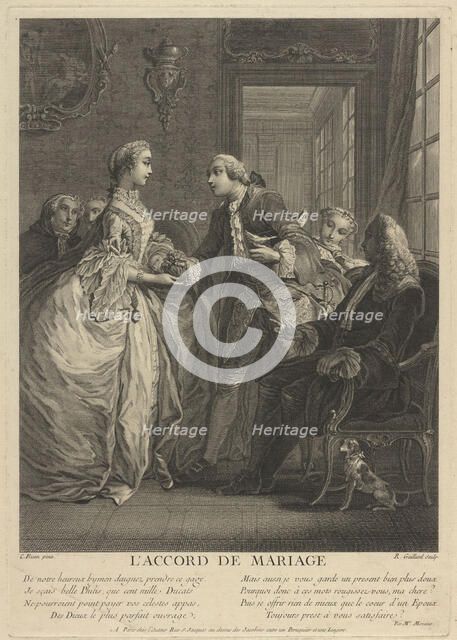Marriage contract, 18th century. Artist: Eisen, Charles (1720-1778)