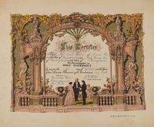 Marriage Certificate, 1936. Creator: J. Howard Iams