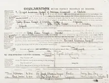 Marriage Certificate of Bernard Laurence Barney Nugent and Gladys Eileen Purnell, 5 July 1924. Creator: Murphy