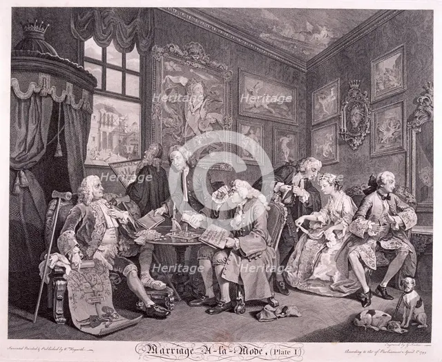 'Marriage a la mode', 1745; plate I. Artist: Gérard Jean-Baptiste Scotin