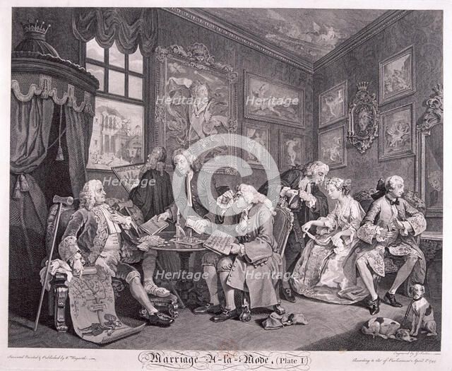 'Marriage a la mode', 1745; plate I. Artist: Gérard Jean-Baptiste Scotin