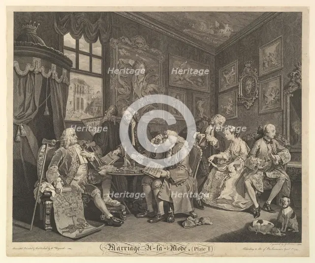 Marriage A-la-Mode, Plate I, April 1, 1745. Creator: Gérard Jean-Baptiste Scotin.
