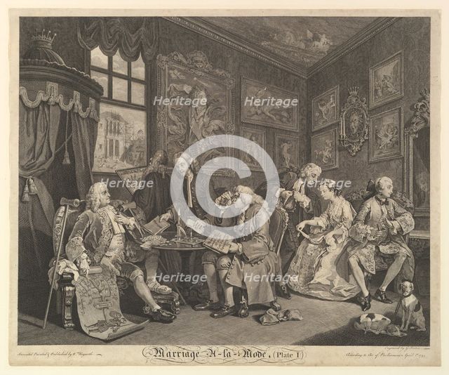 Marriage A-la-Mode, Plate I, April 1, 1745. Creator: Gérard Jean-Baptiste Scotin.