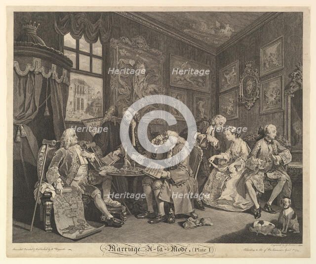 Marriage A-la-Mode, Plate I, April 1, 1745. Creator: Gérard Jean-Baptiste Scotin.