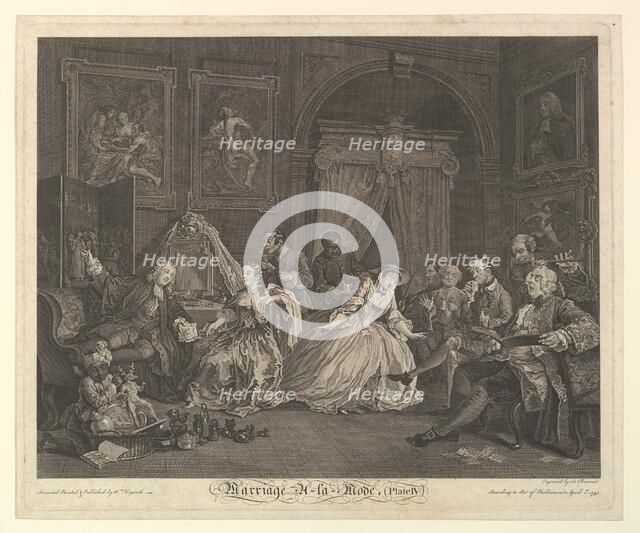 Marriage A-la-Mode, Plate IV, April 1, 1745. Creator: Simon François Ravenet.