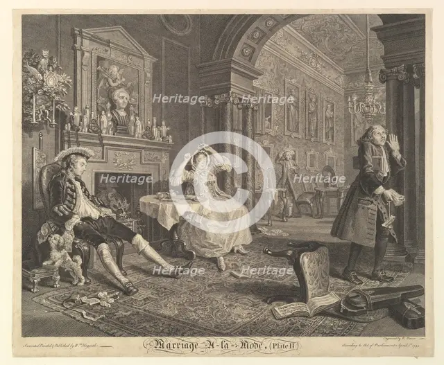 Marriage A-la-Mode, Plate II, April 1, 1745. Creator: Bernard Baron.