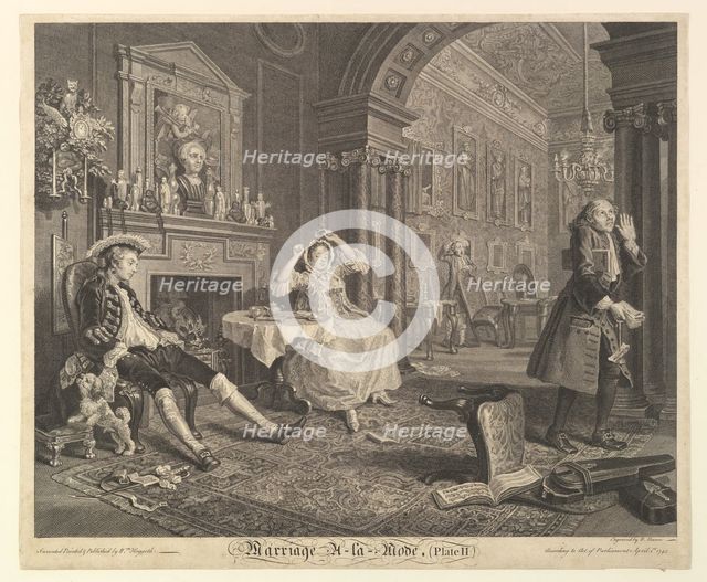 Marriage A-la-Mode, Plate II, April 1, 1745. Creator: Bernard Baron.