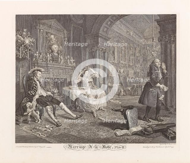 Marriage a la Mode. Plate II: The Tête à Tête, 1745. Creator: Hogarth, William (1697-1764).