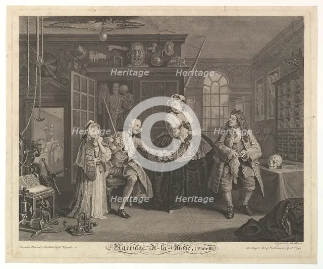 Marriage A-la-Mode, Plate III, April 1745. Creator: Bernard Baron.